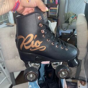 Rio Roller Rose Gold & Black Roller Skates, Carry Bag Included